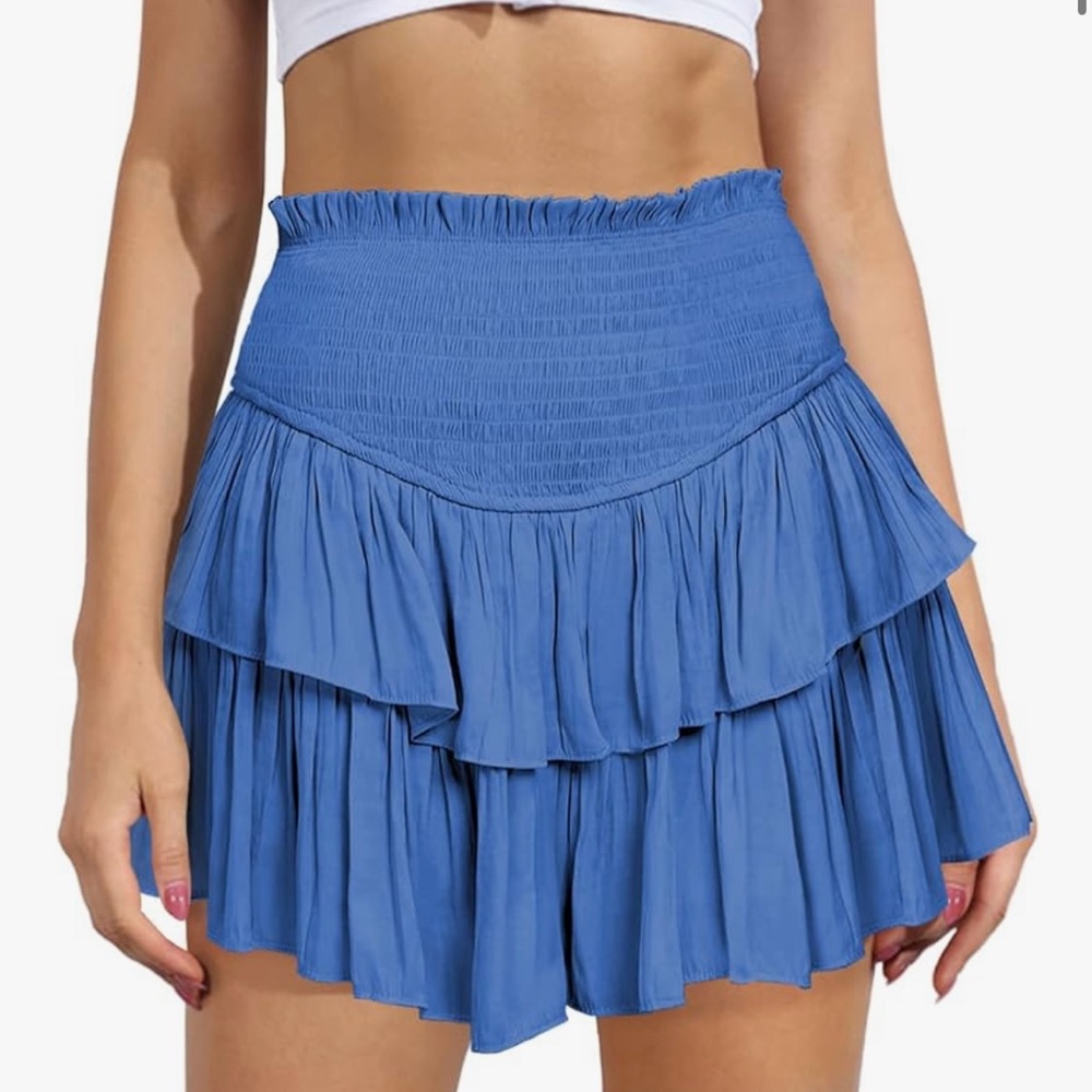 Blue Women's Ruffled Shorts